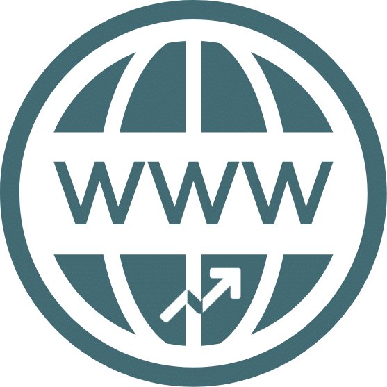 Website globe icon representing owned veterinary advertising channels like your website and Google Business Profile