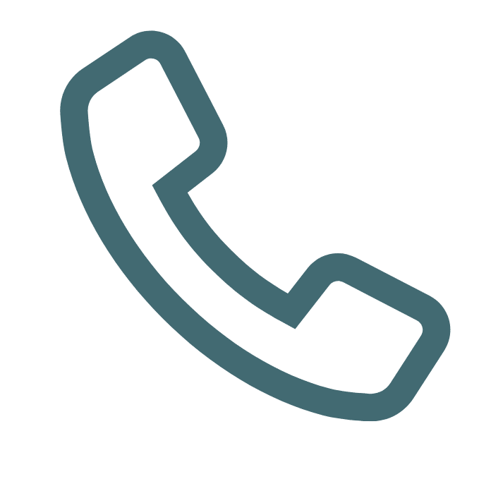 Simple blue telephone handset icon.