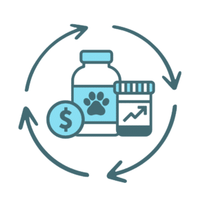 Veterinary Ordering Strategy to Increase Cash Flow and Lower COGS diagram of cash in and out.