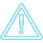 Light blue exclamation mark inside a triangle on a black background.