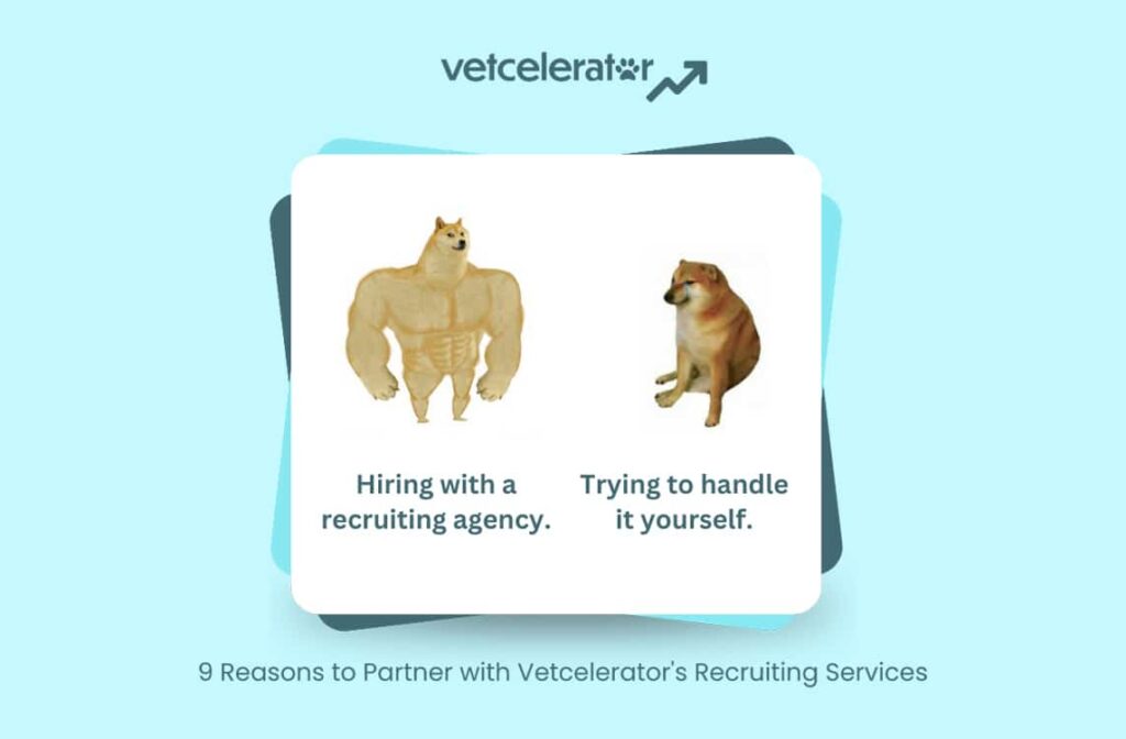 Illustration comparing muscular and regular dogs representing hiring methods