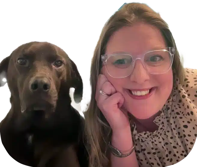 Image of Jessica Michaels, VP of Marketing and Insights at Vetcelerator, with a dog