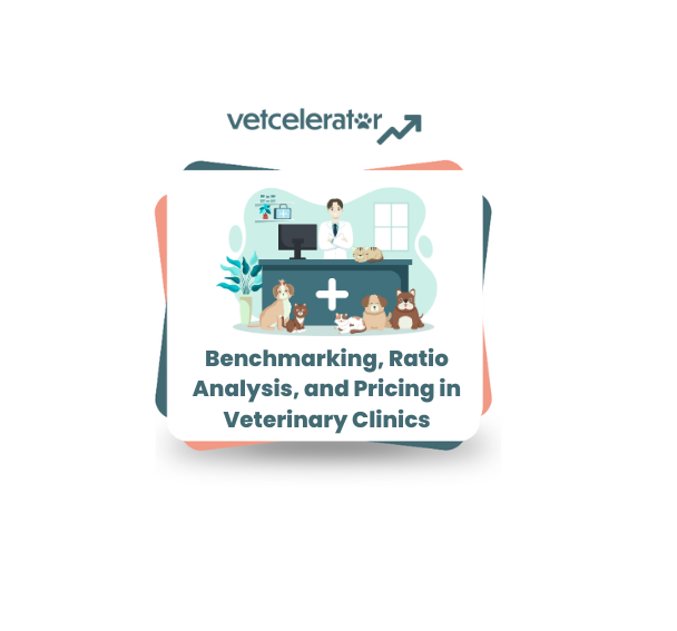 Illustration of a veterinarian and various dogs in a clinic, with text about veterinary services.