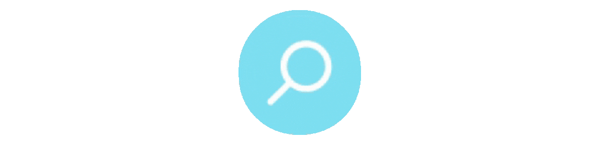 A magnifying glass icon centered inside a light blue oval on a teal background.