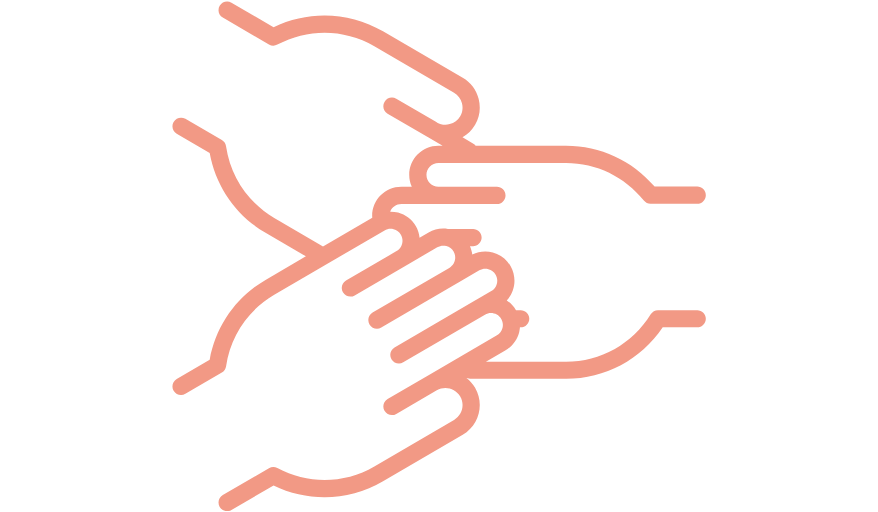 Illustration of two hands interlocked in a handshake.