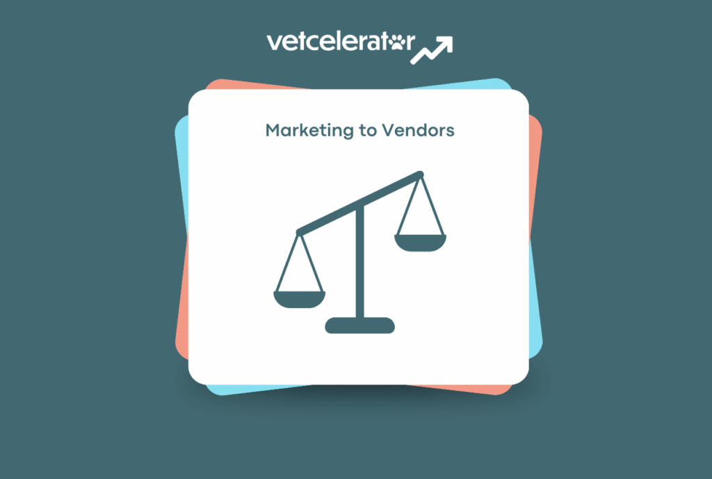 Scale icon on a presentation slide titled "Marketing to Vendors."