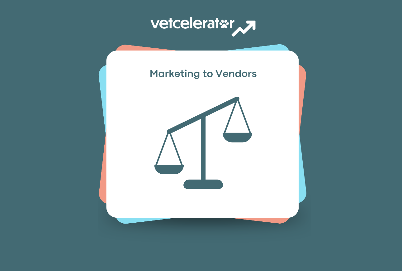 Scale icon on a presentation slide titled "Marketing to Vendors."