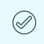 A light blue tick mark inside a circular outline on a matching background.