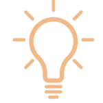 Light bulb icon with rays indicating illumination.