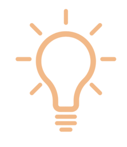 Light bulb icon with rays indicating illumination.