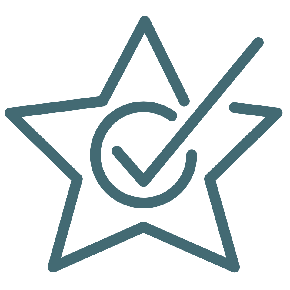 Star with a checkmark inside it.
