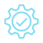 Icon of a gear with a check mark in the center.