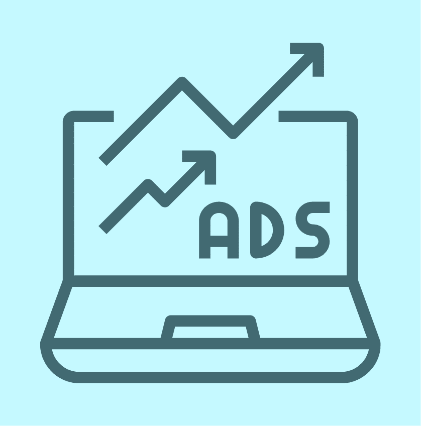 ILaptop displaying ad performance growth representing AI optimization of Google ads for veterinarians