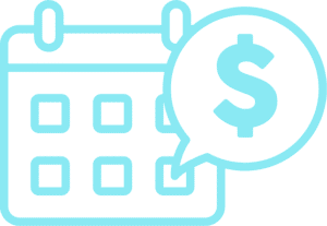 Calendar and dollar icon representing AI-driven marketing budget planning for veterinary clinics