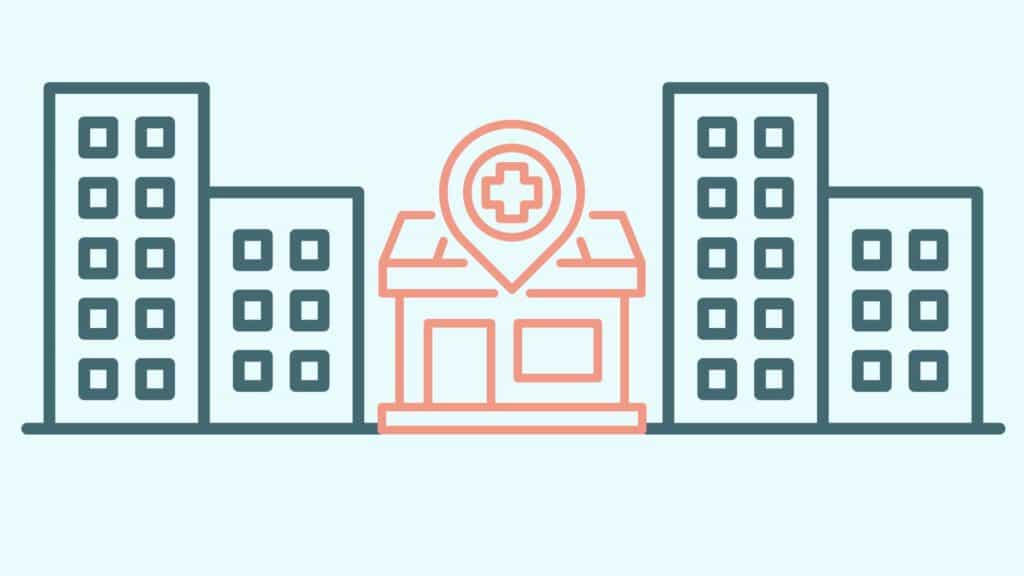 Veterinary clinic located in busy city