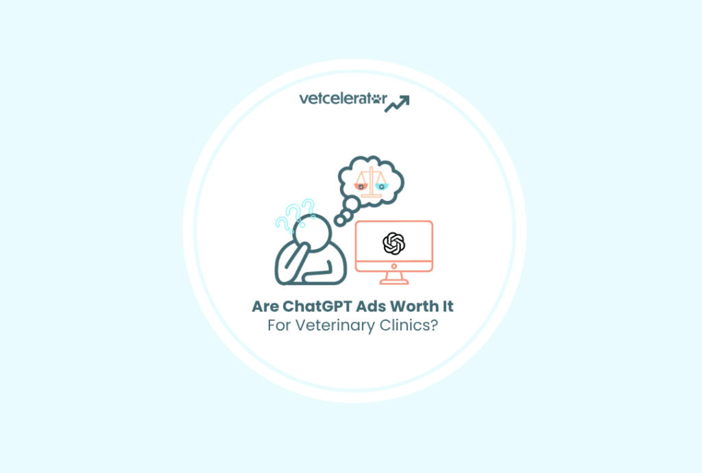 Person looking at ChatGPT on screen with a thought bubble scale about AI ads