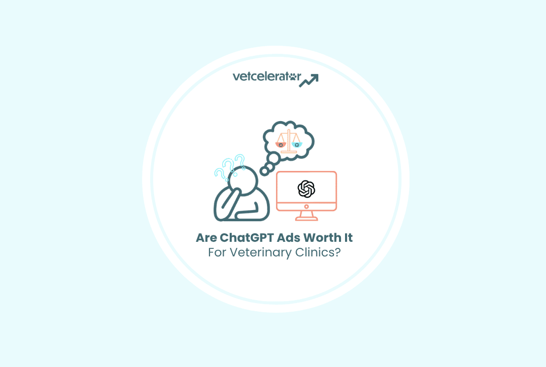 Person looking at ChatGPT on screen with a thought bubble scale about AI ads