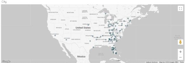 Map of United States showing dots for where ChatGPT ads targeted.