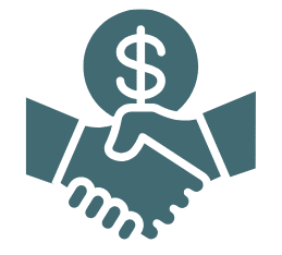 Handshake and dollar icon representing value generated through conversion-focused ads.