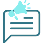 Text button icon with a megaphone, representing a call-to-action button