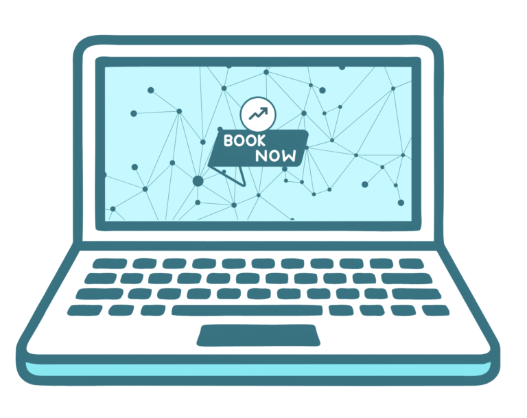 Laptop with booking option, showing multiple ways a pet owner can book