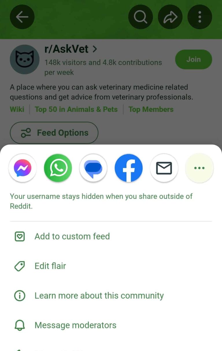 Screenshot showing where to connect with mods on a local subreddit