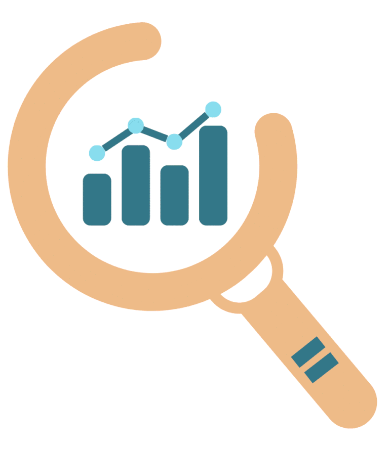 Magnifying glass over bar graph showing pet owner conversions after Reddit AMA