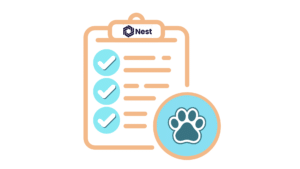 Clipboard with check marks and paw print to represent a wellness plan