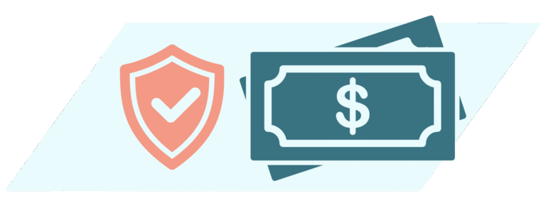 Shield next to money, representing Nest Veterinary payment guarantee